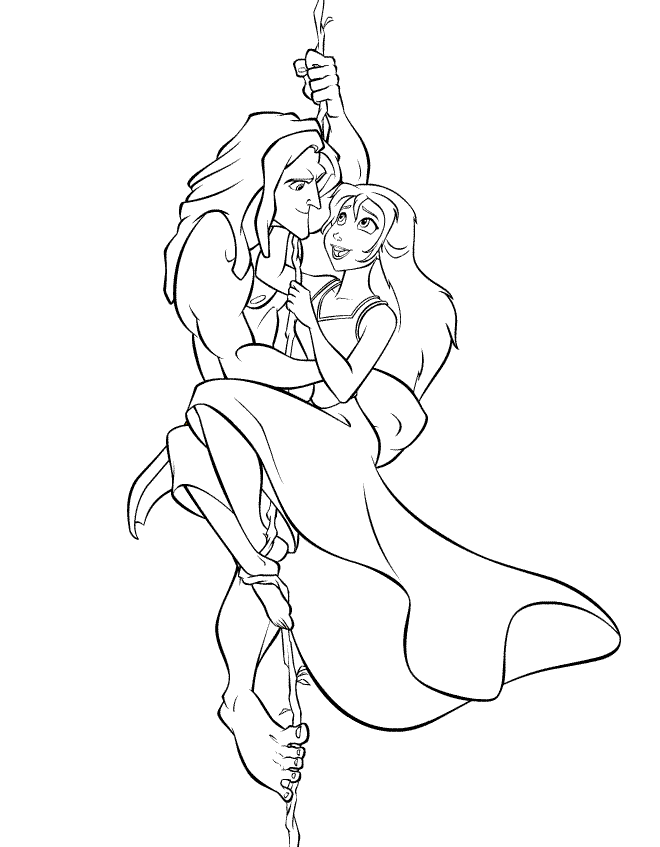 imagens Tarzan e sua amada pintar Desenhos Preto e Branco Tarzan e sua amada Colorir