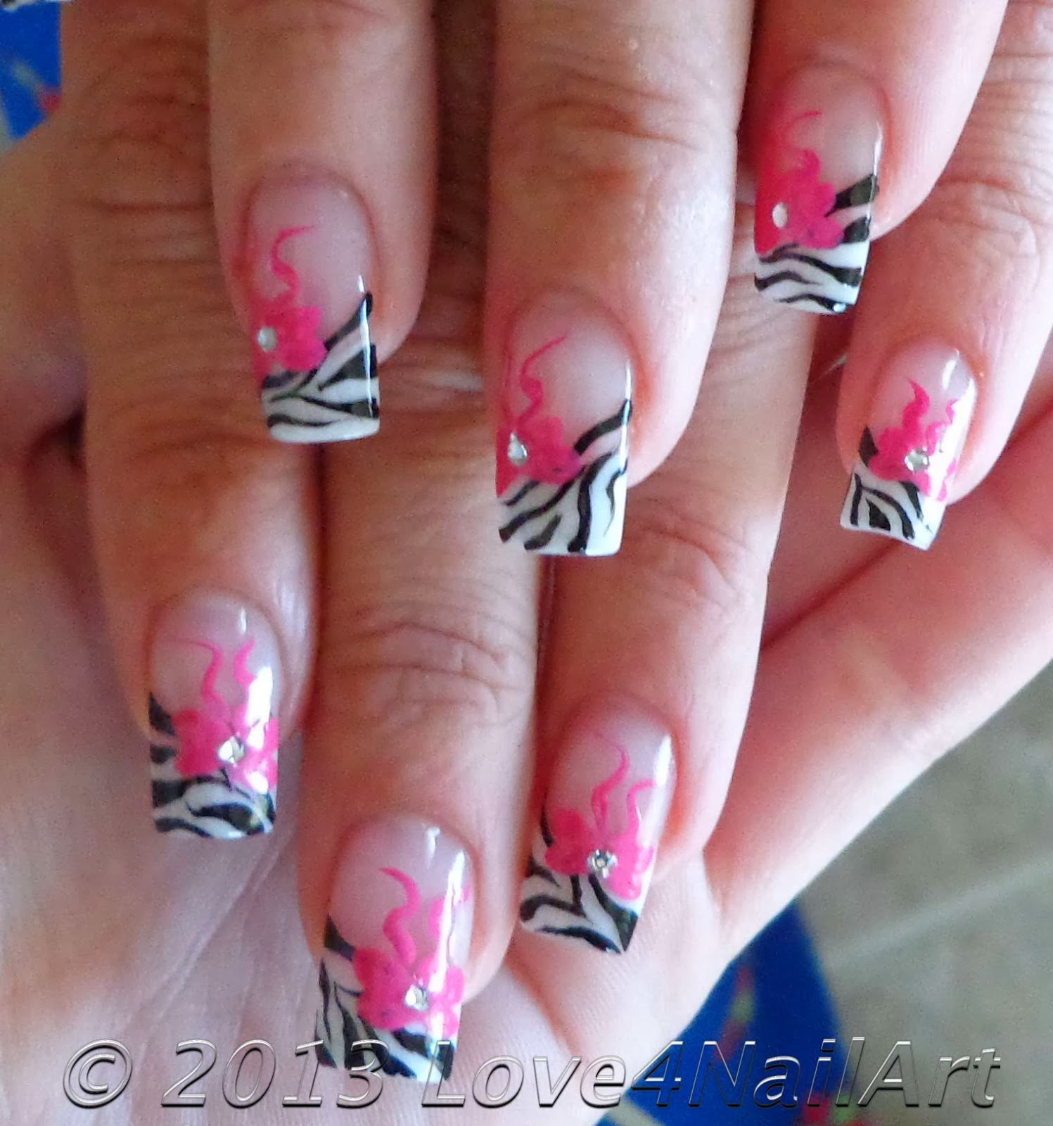 Love4NailArt: Zebra Nail Art With Pink Bows