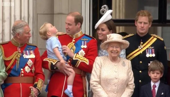 Queen Elizabeth II, Prince Charles, Prince of Wales, Prince William, Duke of Cambridge, Catherine, Duchess of Cambridge and Prince George of Cambridge