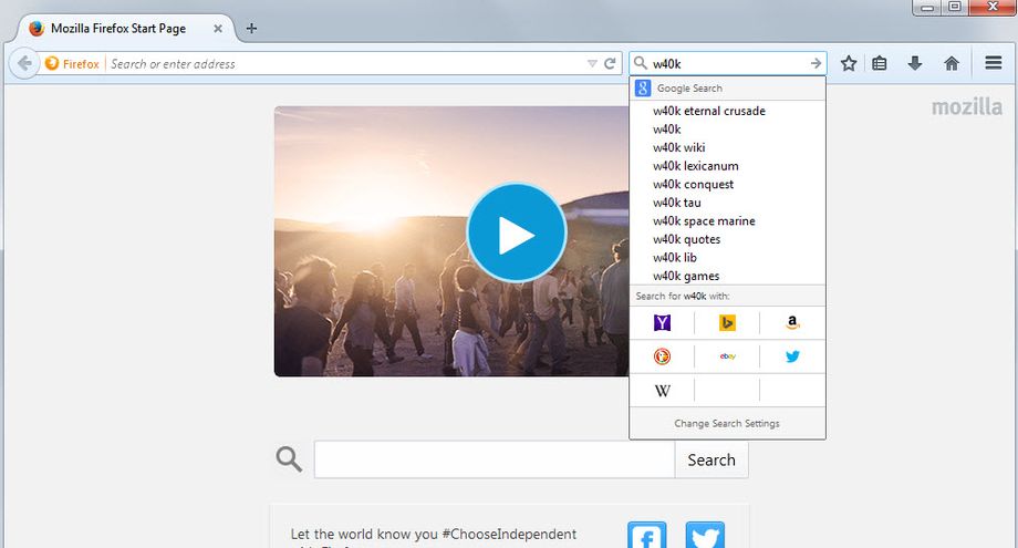Firefox Beta - la barra di ricerca