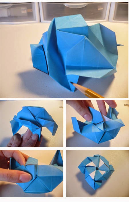 Cara Membuat Origami Bunga Mawar Biru - Tutorial Kerajinan Tangan