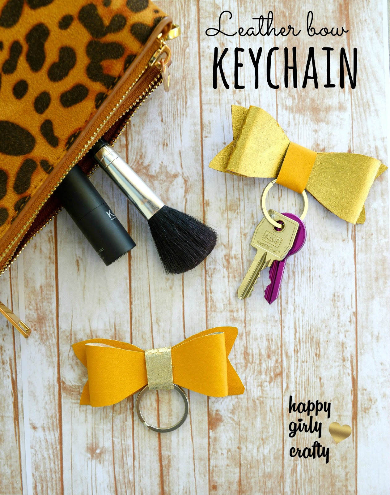 Faux leather bow keychain DIY! happy girly crafty