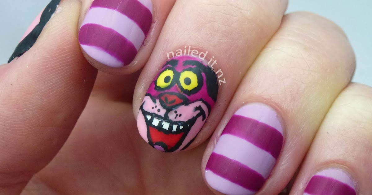 3. Cheshire Cat nail art tutorial - wide 4