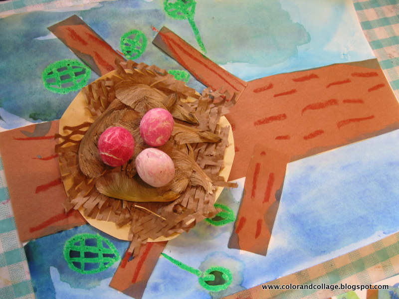 Color, collage, and much more Bird's nests!
