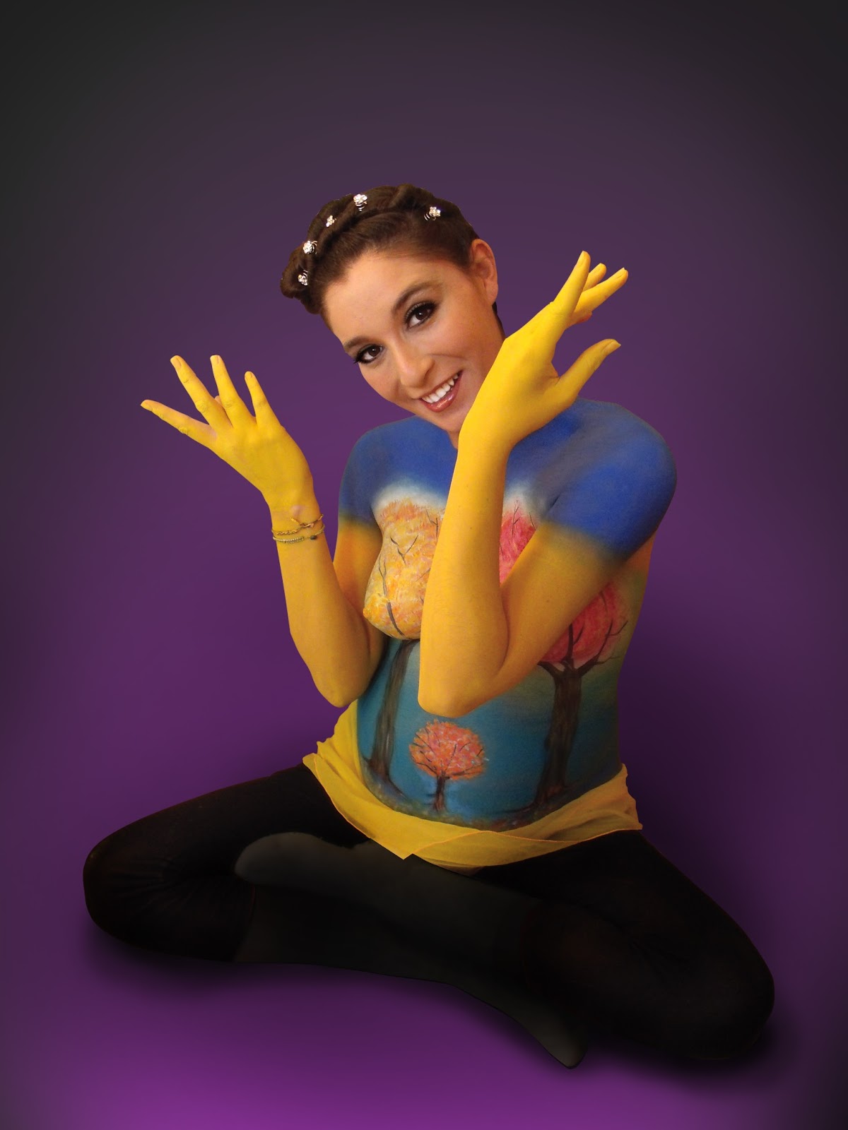 BODY PAINT EMBARAZADA CUERPO GRIS Cuerpos Pintados