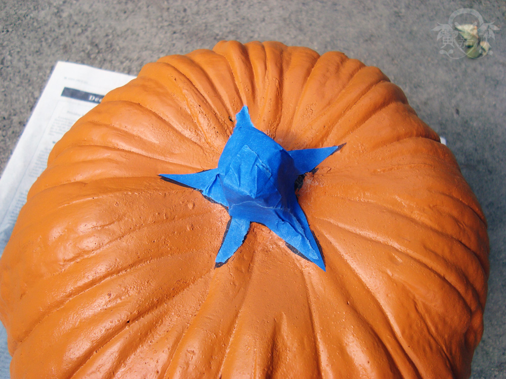 Jwo Designs Diy Translucent Faux Pumpkin Part 1 I Used Krylon Satin Spray Paint In Ivory Wanted My Stem To Stay The Same Color So Taped It Off With Blue Painter S Tape