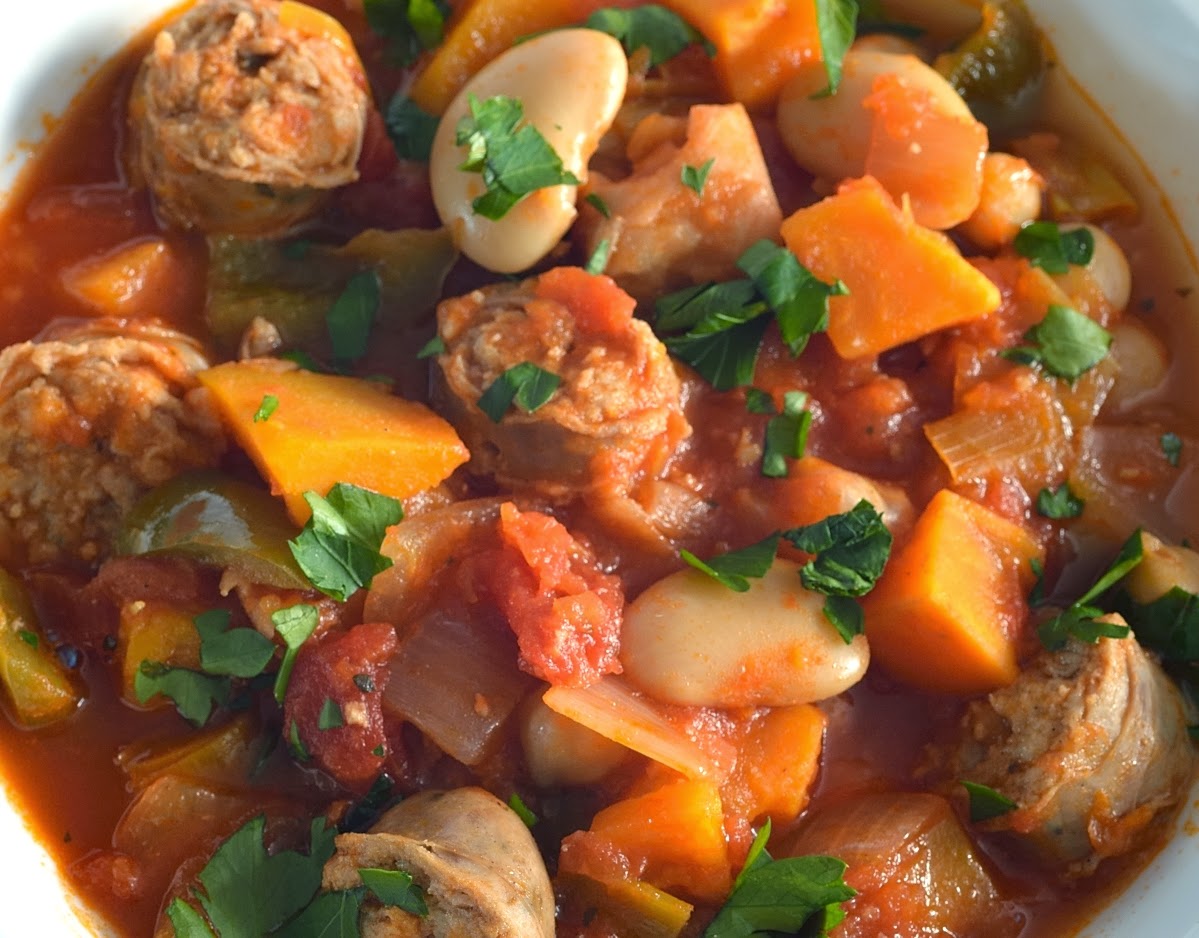 Seven Vegetable and Sausage Hotpot Celebrating Organic September