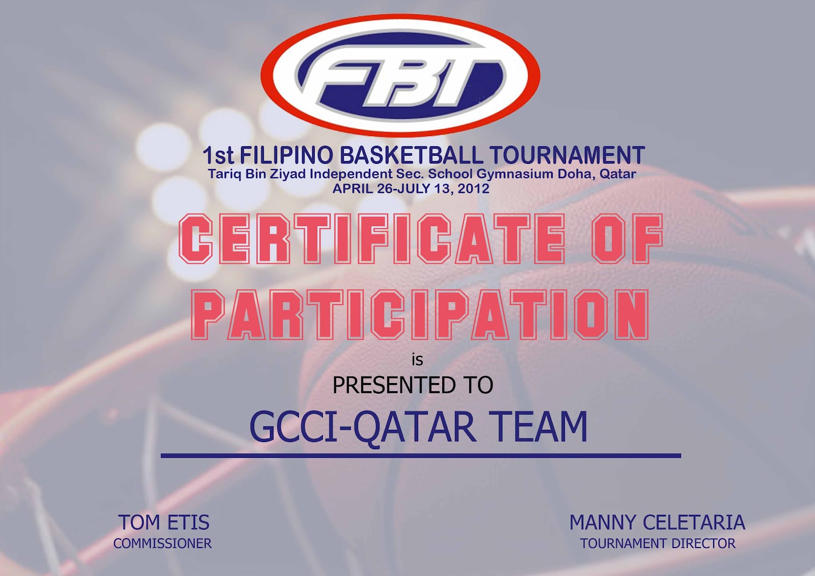 filipino basketball tournament certificate of conference certificate of participation template