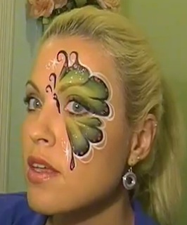 green and pink butterfly Halloween makeup style for girls