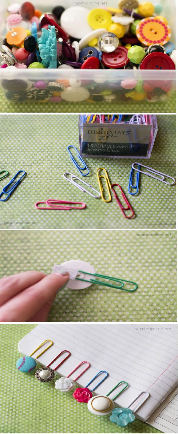 Simple and cute button bookmarks diy craft TUTORIALS