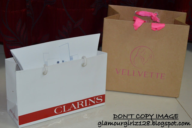 Goodie bags from Vellvette and Clarins Goodie bags from Clarins