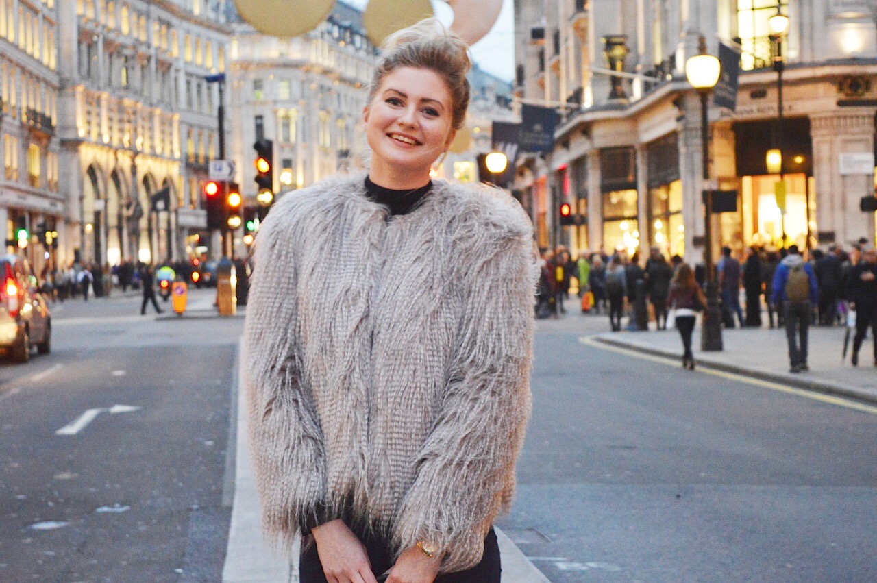 Faux fur coat winter outfit, fashion bloggers, FashionFake