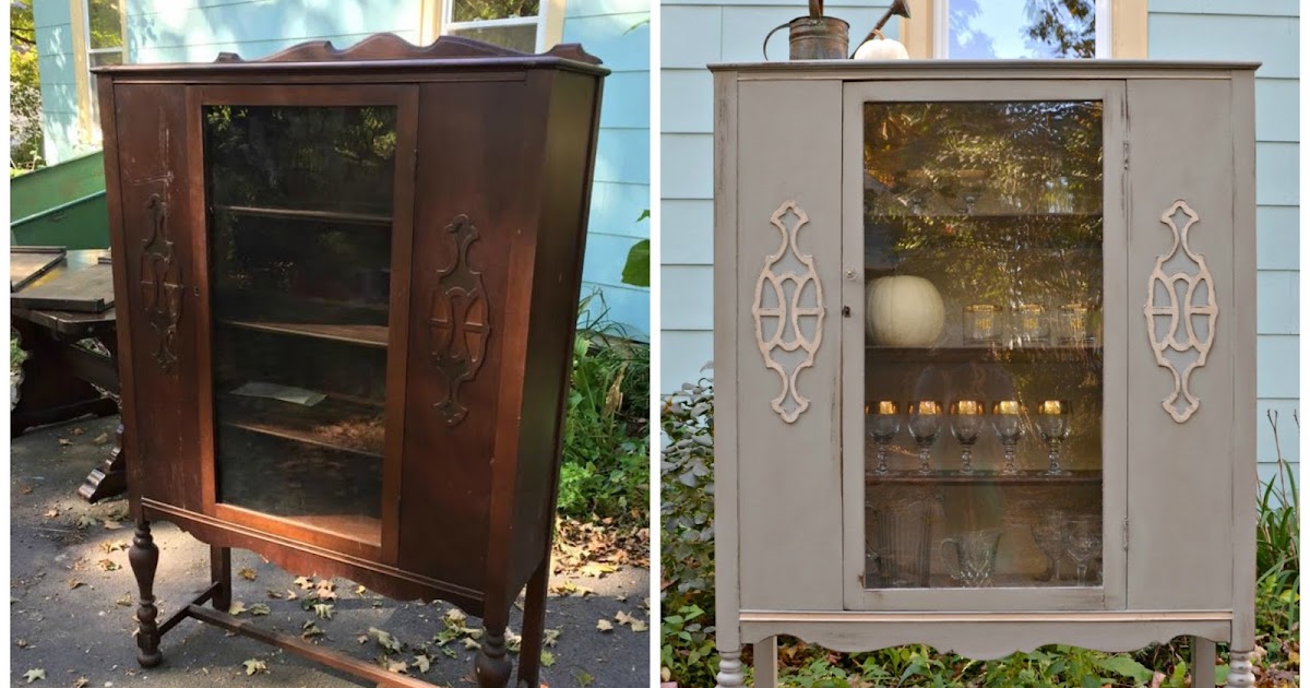 Heir and Space An Antique China Hutch in Gray and Cream