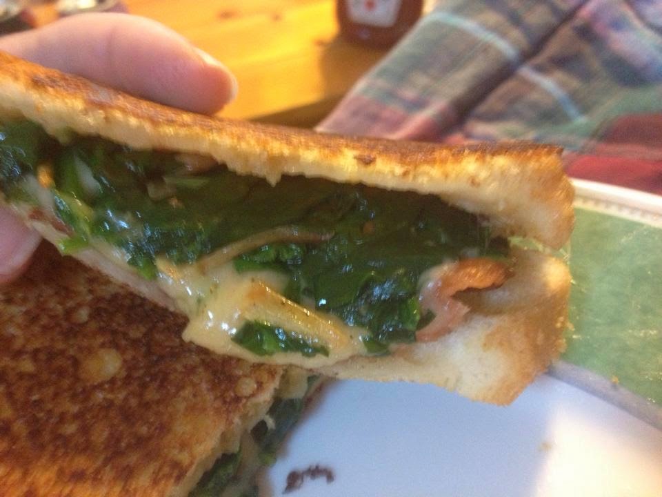 Al's Recipe Reviews Garlicky Grilled Cheese with Bacon and Spinach