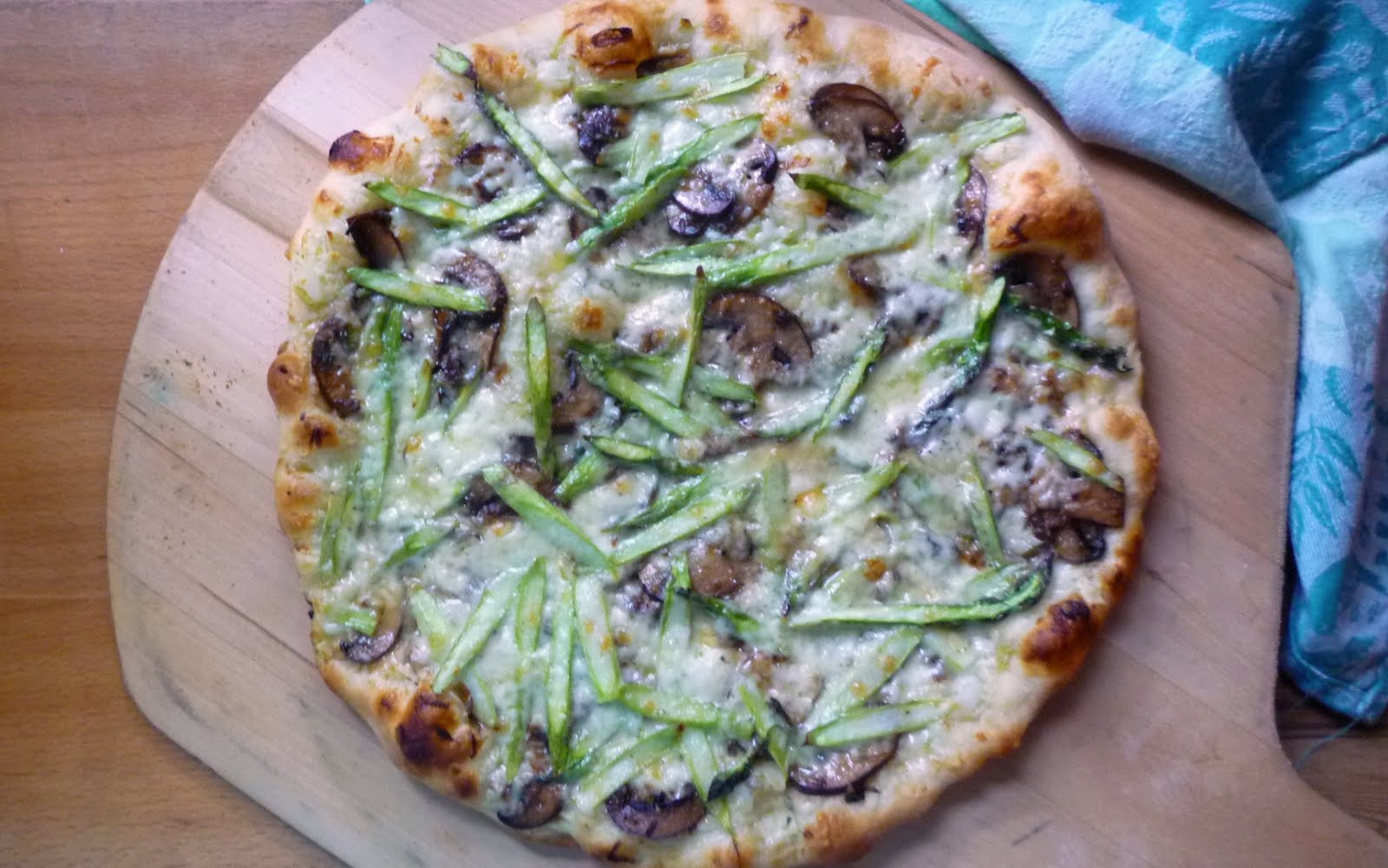 For Love of the Table Pizza with Green Garlic Cream, Asparagus