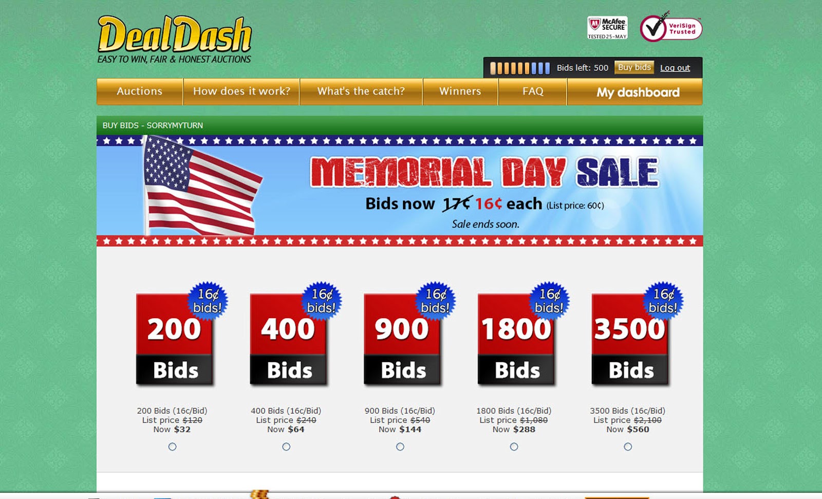 DealDash Shopping Bid Packages