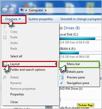 Windows 7 Tools Menu In Windows Explorer