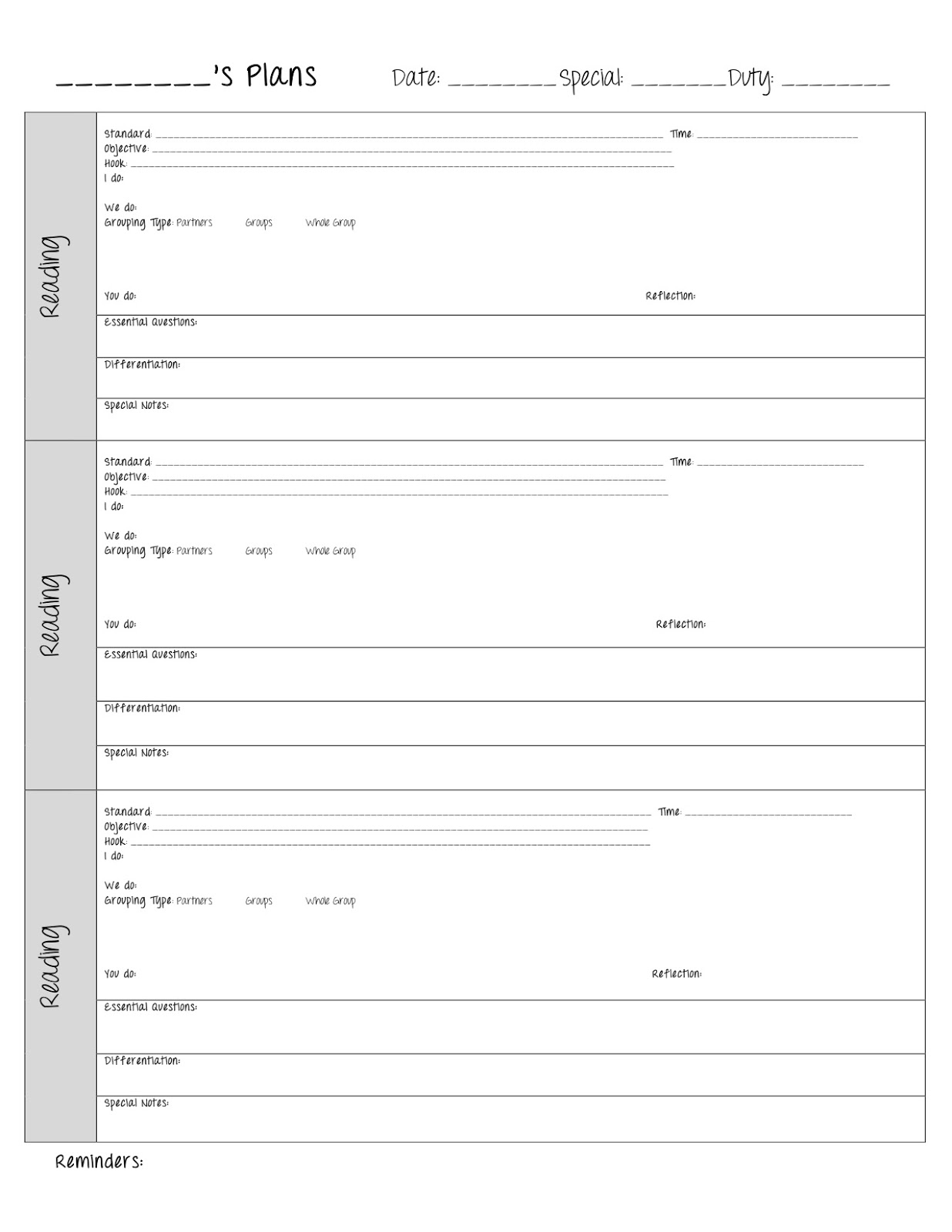 block planning template