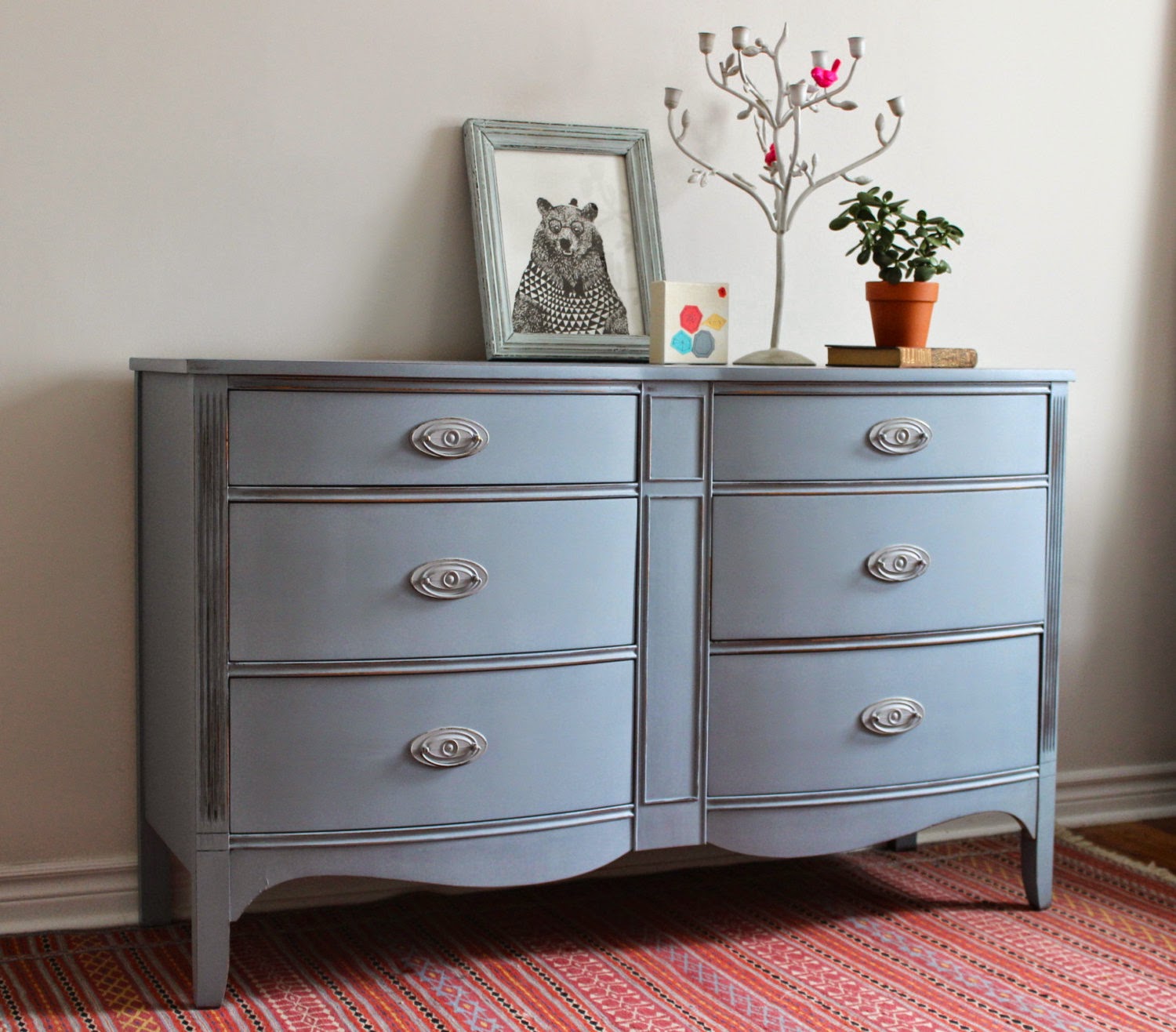 Poppyseed Creative Living Slate Coloured Bow Front Dresser