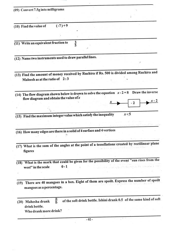 Grade 6 math test with answers pdf picture