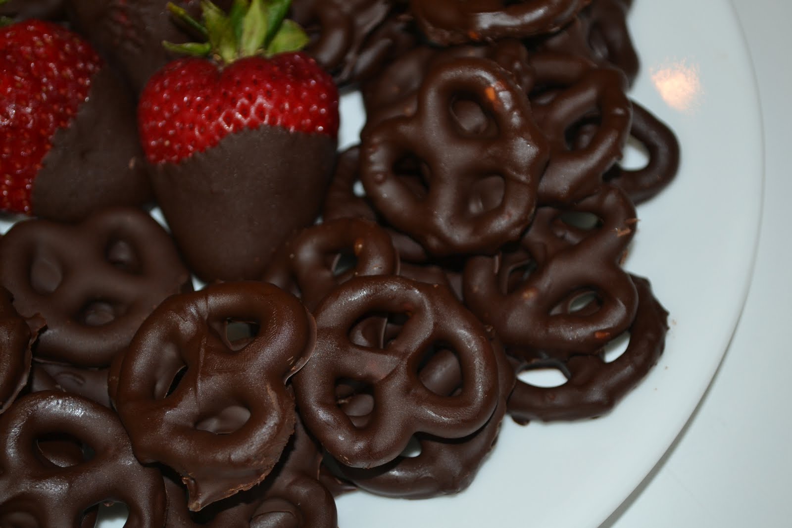 Jenna Leigh Home Made Chocolate Covered Pretzels and Strawberries