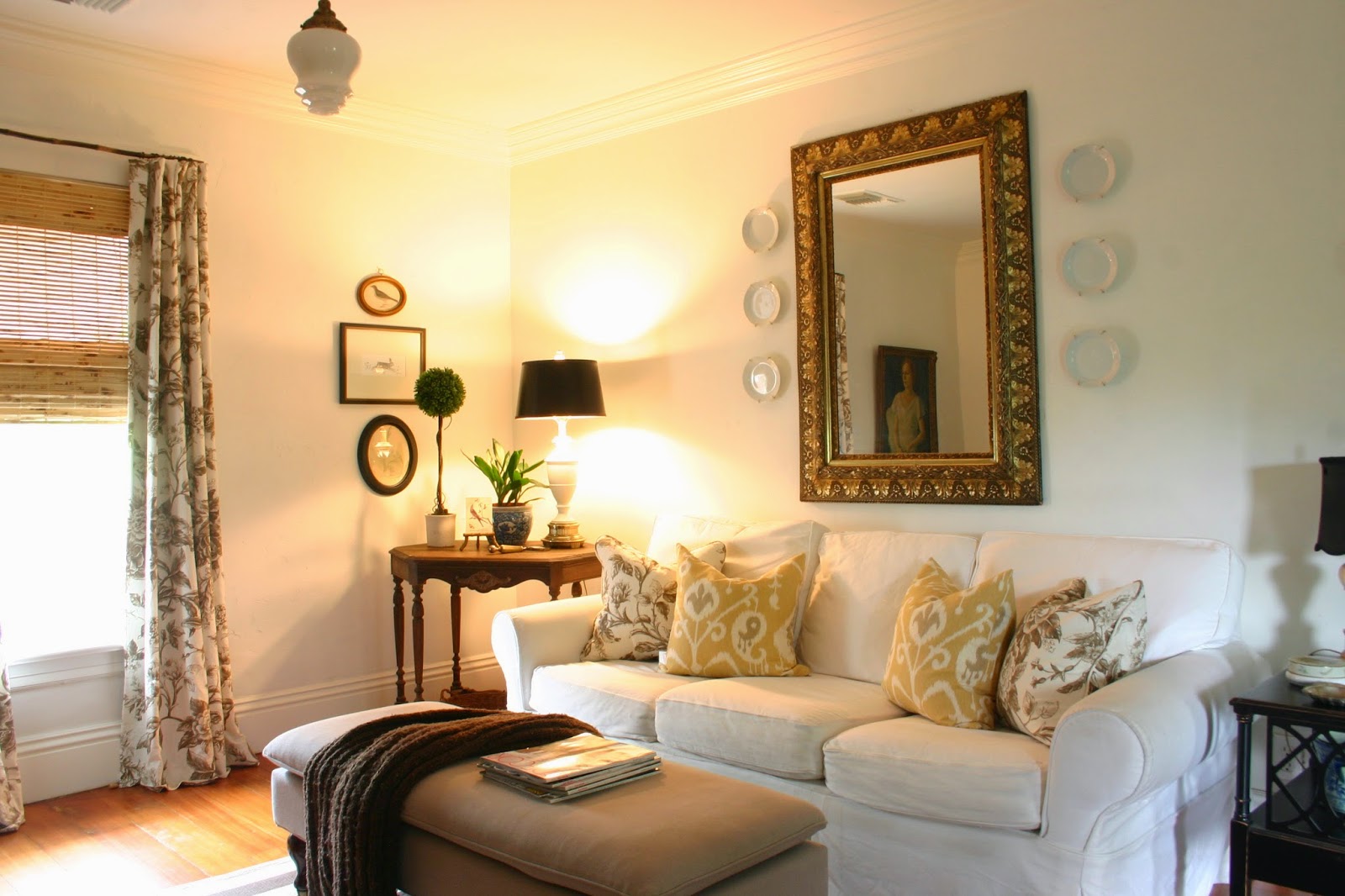 a case for the white slipcovered sofa The Gardener's Cottage