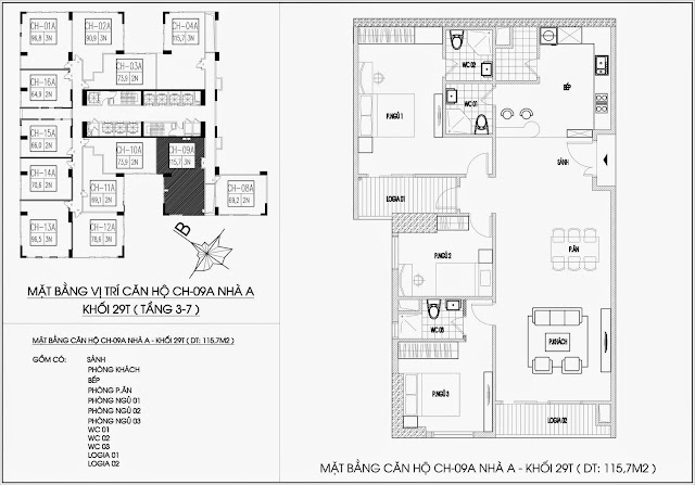 Mặt bằng căn hộ tòa A - 29 tầng, chung cư Imperia Garden Mặt bằng căn hộ tòa A - 29 tầng, chung cư Imperia Garden