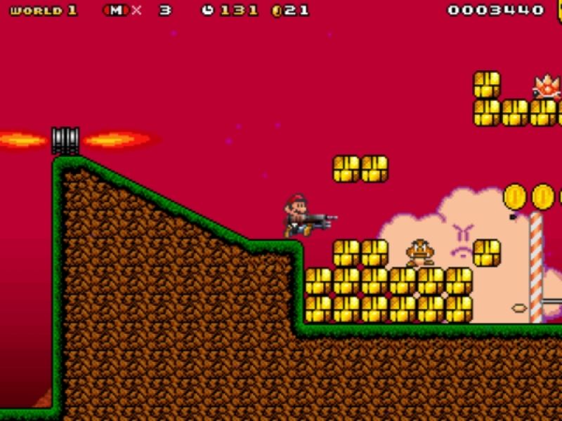 Use a metralhadora em Super Mario Dark Days Super Mario Bros Dark Days jogo PC