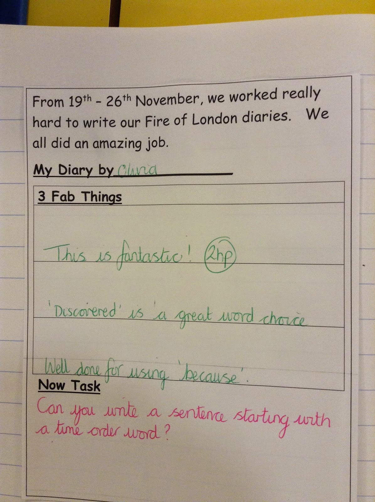 SPS Year 2 Amazing diary writing