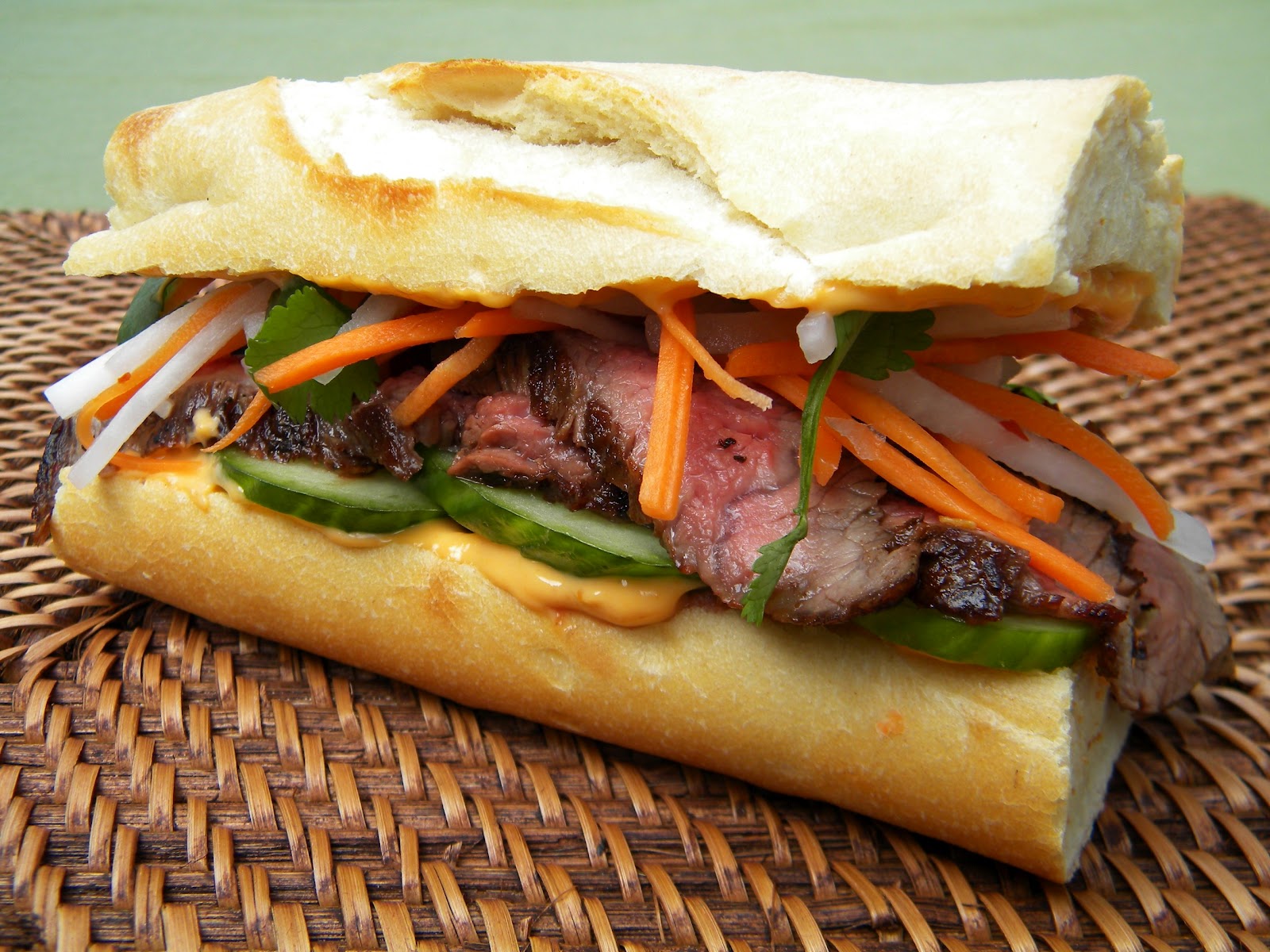 a lovin' forkful Vietnamese Banh Mi Steak Sandwich