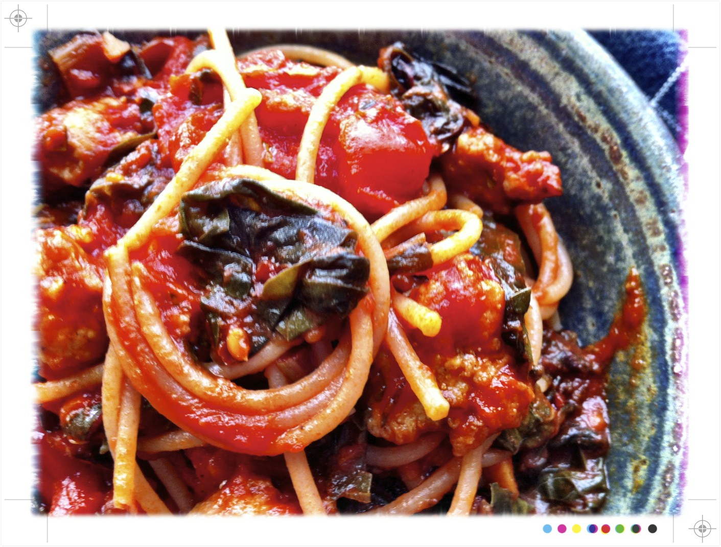 Toast Fennel Sausage and Chard Spaghetti