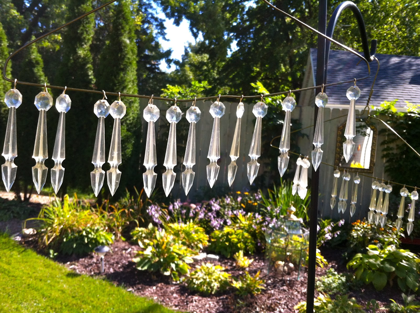Our Garden Path Hanging Chandelier from Wire Baskets.