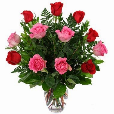 12 pink and red roses Vase included delivery in Ecuador 12 pink and red roses Vase included delivery in Ecuador