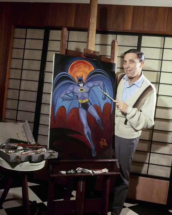 Rare photographs of Batman artist Bob Kane with Batpaintings