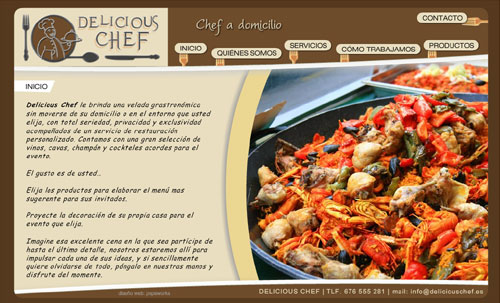 sitio web de Delicious Chef (chef a domicilio para veladas, eventos, aniversarios, celebraciones, momentos especiales...)