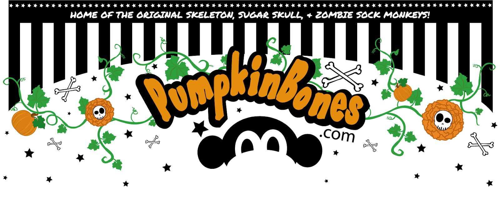 Pumpkin Bones ... Home of the Original Skeleton, Sugar Skull, & Zombie Sock Monkeys