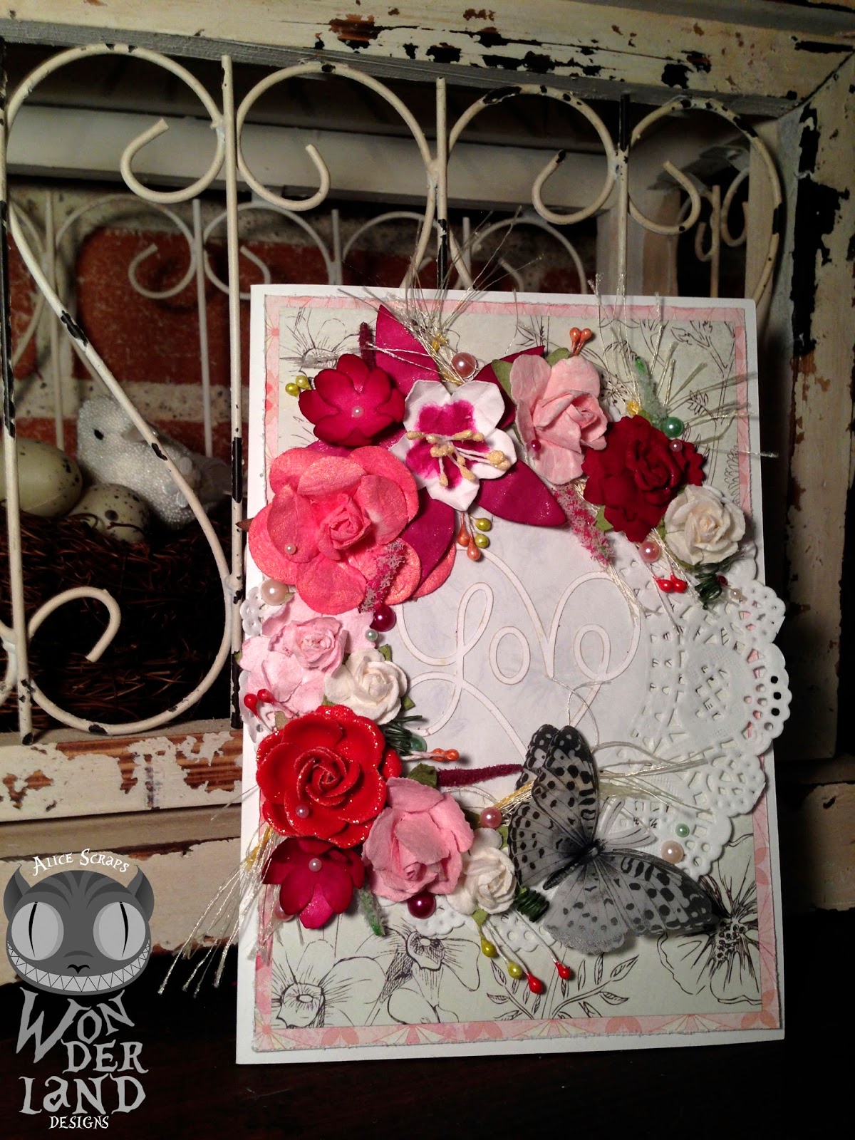 Alice Scraps Wonderland Blushing Bride A Rosy Hued Handmade Wedding Card