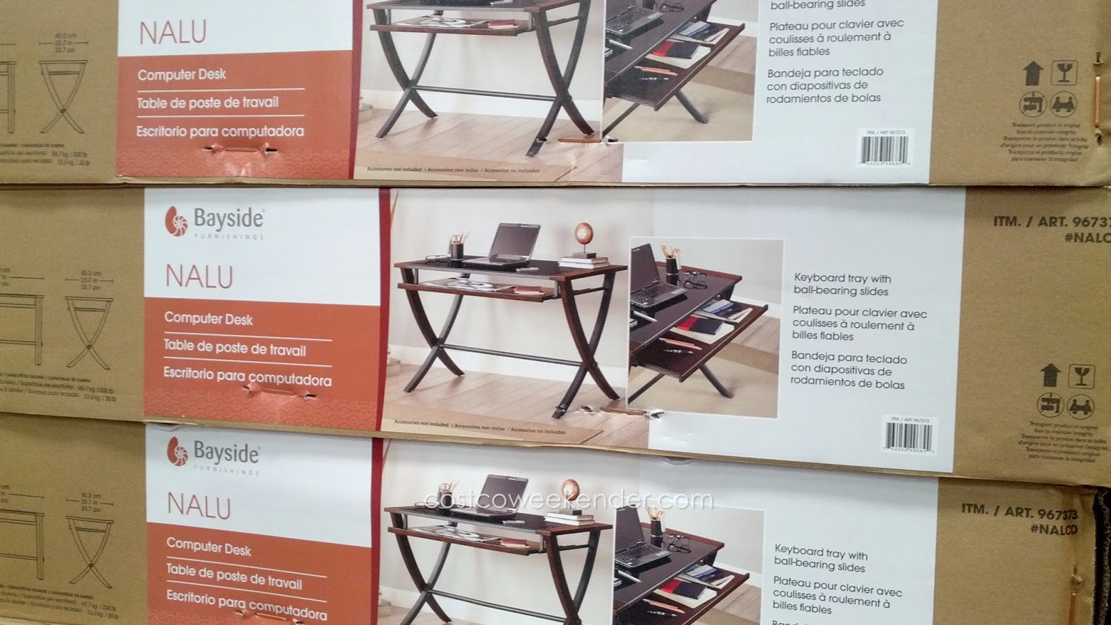 Bayside Furnishings Nalu Office Computer Desk With Slide Out Tray