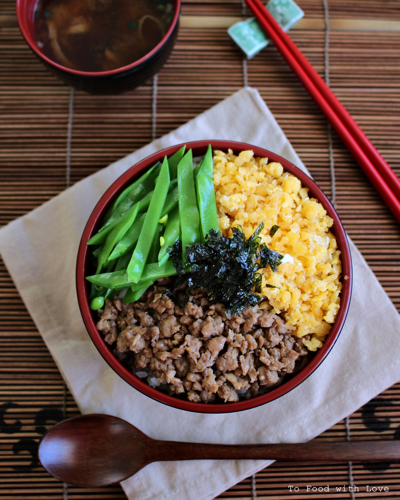 To Food with Love Soboro Don (Japanese Ground Chicken Rice Bowl)