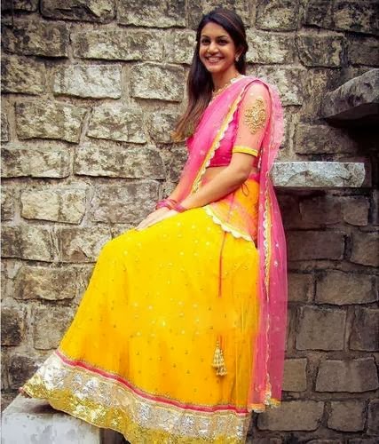Yellow Georgette Latest Half Sari