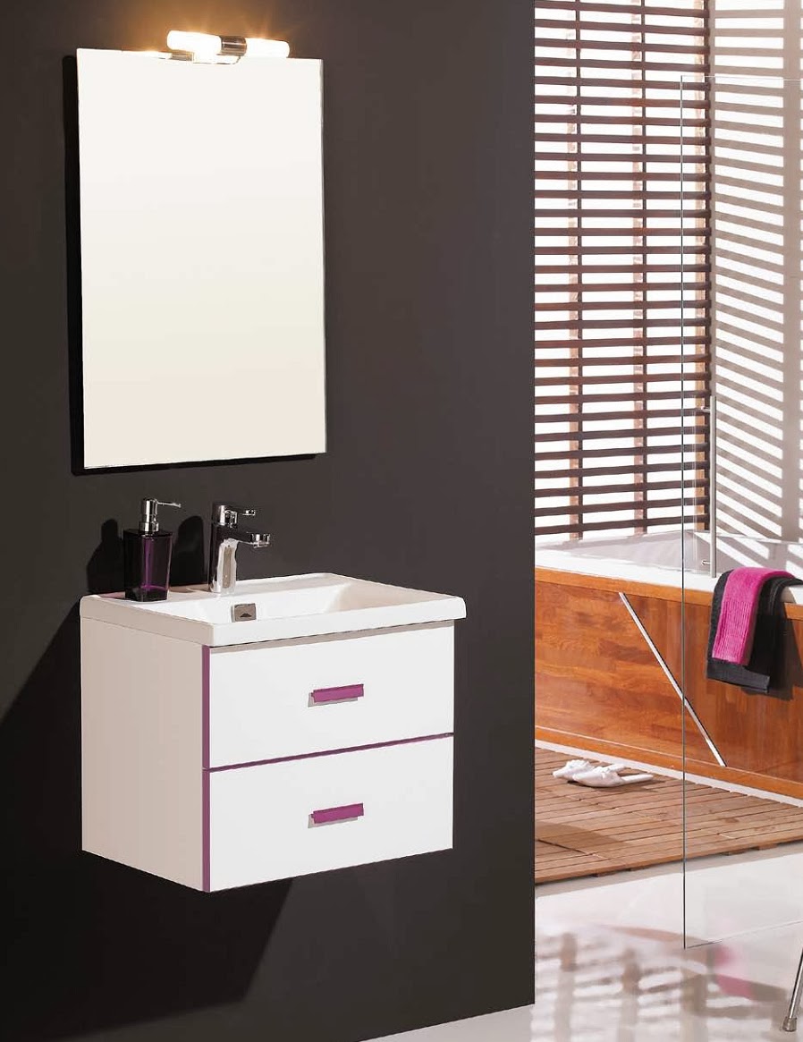 El modelo de 50 blanco y morado mueble baño fondo 50x40
