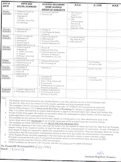 Jammu University 2013 Datesheet BA, B.Com., B.Sc., BCA, BBA Part 2 