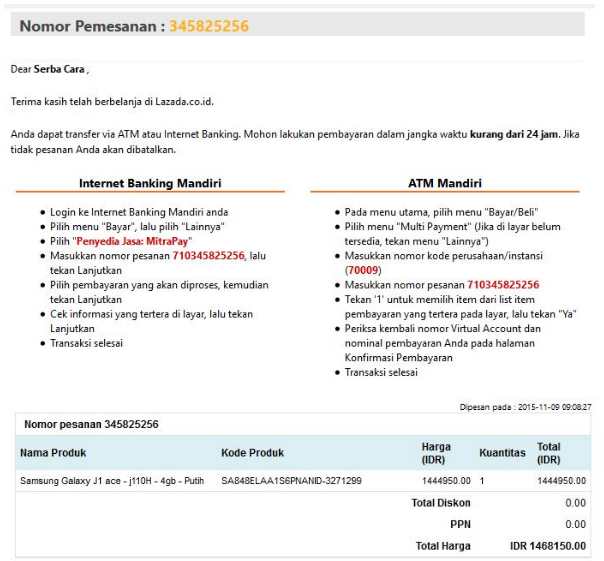 Opsi pembayaran belanja online