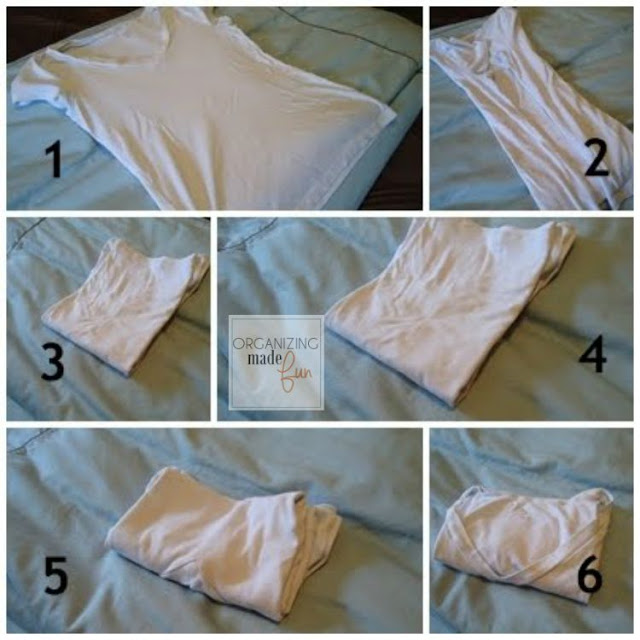 How to fold a shirt in quarters {similar to Konmari} :: OrganizingMadeFun.com