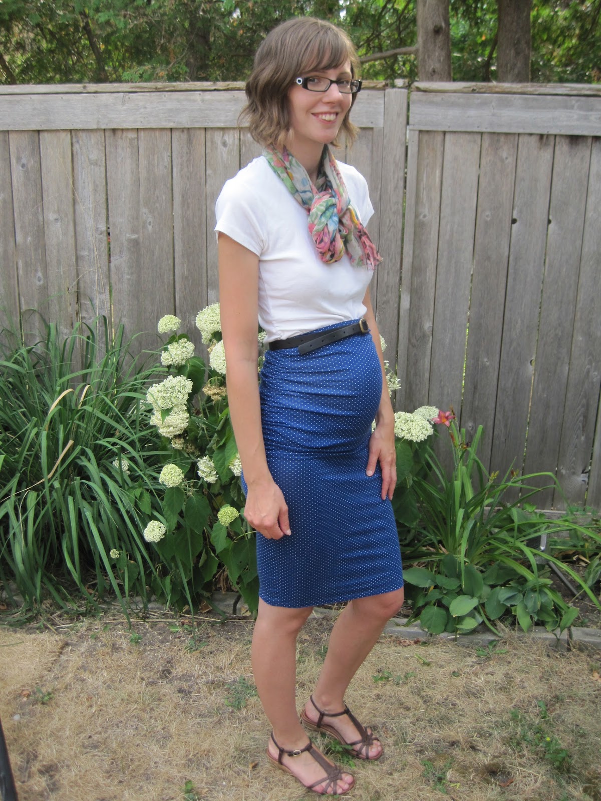 Old House Mama Polka Dot Ruched Maternity Skirt