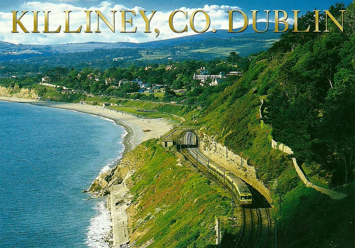 The traveler's drawer KILLINEY (Co. Dublin). Panorama with railway