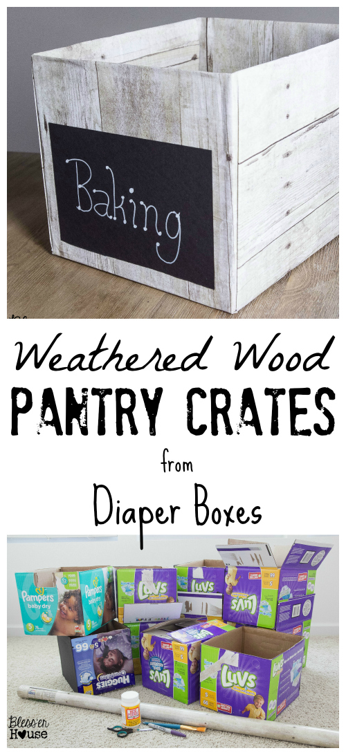 DIY Weathered Wood Pantry Crates for Cheap Bless'er House