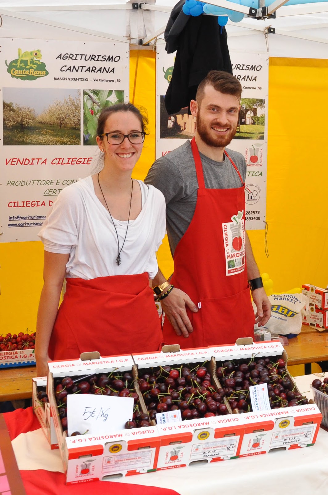 Agriturismo Cantarina at the Cherry Show Market in Marostica, Veneto, Italy