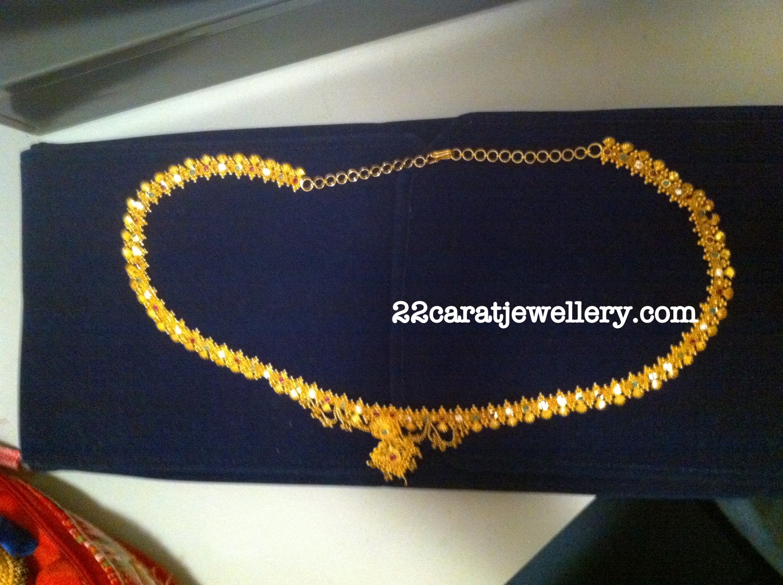 22 Carat Gold Baby Vaddanam Cum Long Necklace Jewellery Designs