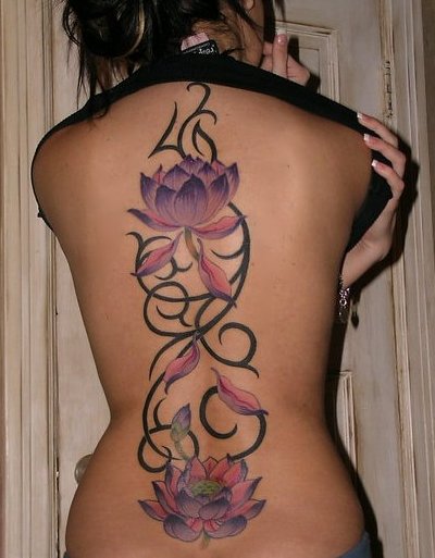 tattoos designs for girls on back. In Upper Back tattoos designs we have tribal tattoo designs and Lotus Flower 